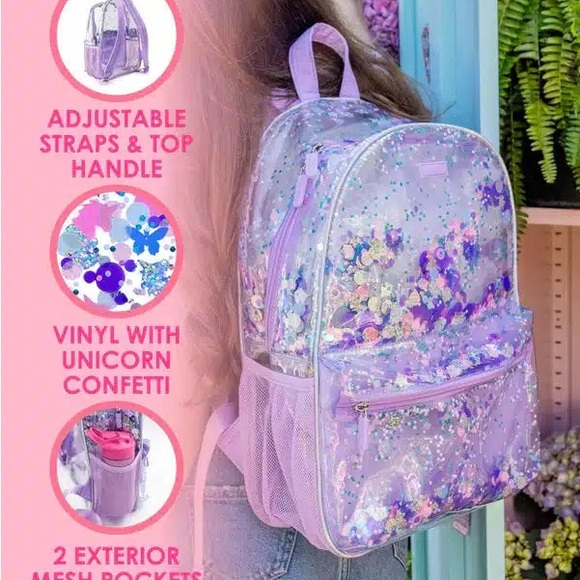 Packed Party Purple and Blue Glitter Kids Backpack Set - Picture 7 of 11